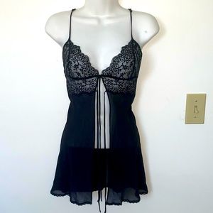 Victoria’s Secret Black Sheer Lace Slip